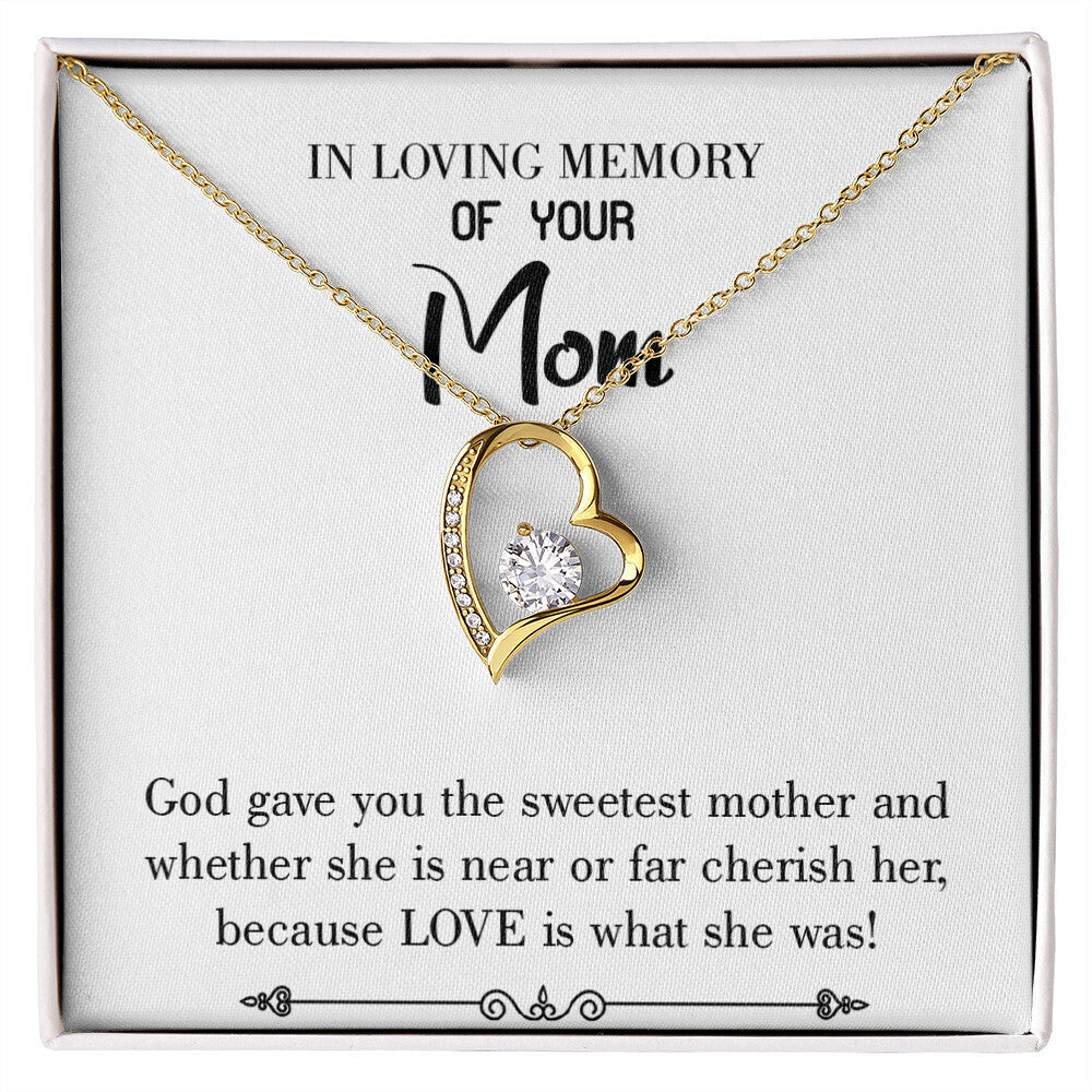 To Mom Remembrance Message Sweetest Mother White Forever Necklace w Message Card-Express Your Love Gifts