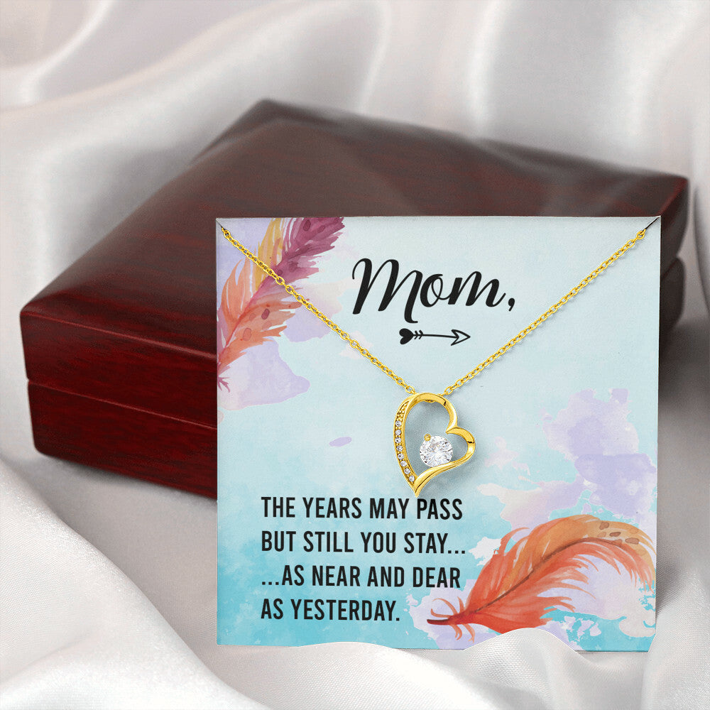 To Mom Remembrance Message The Years May Pass Forever Necklace w Message Card-Express Your Love Gifts