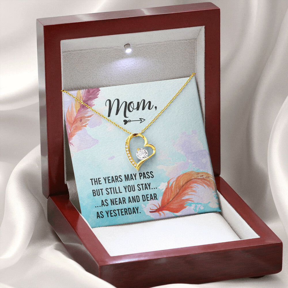 To Mom Remembrance Message The Years May Pass Forever Necklace w Message Card-Express Your Love Gifts