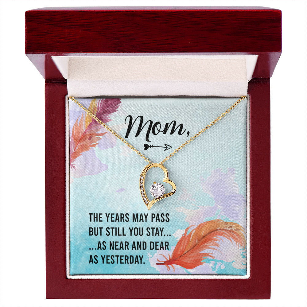 To Mom Remembrance Message The Years May Pass Forever Necklace w Message Card-Express Your Love Gifts