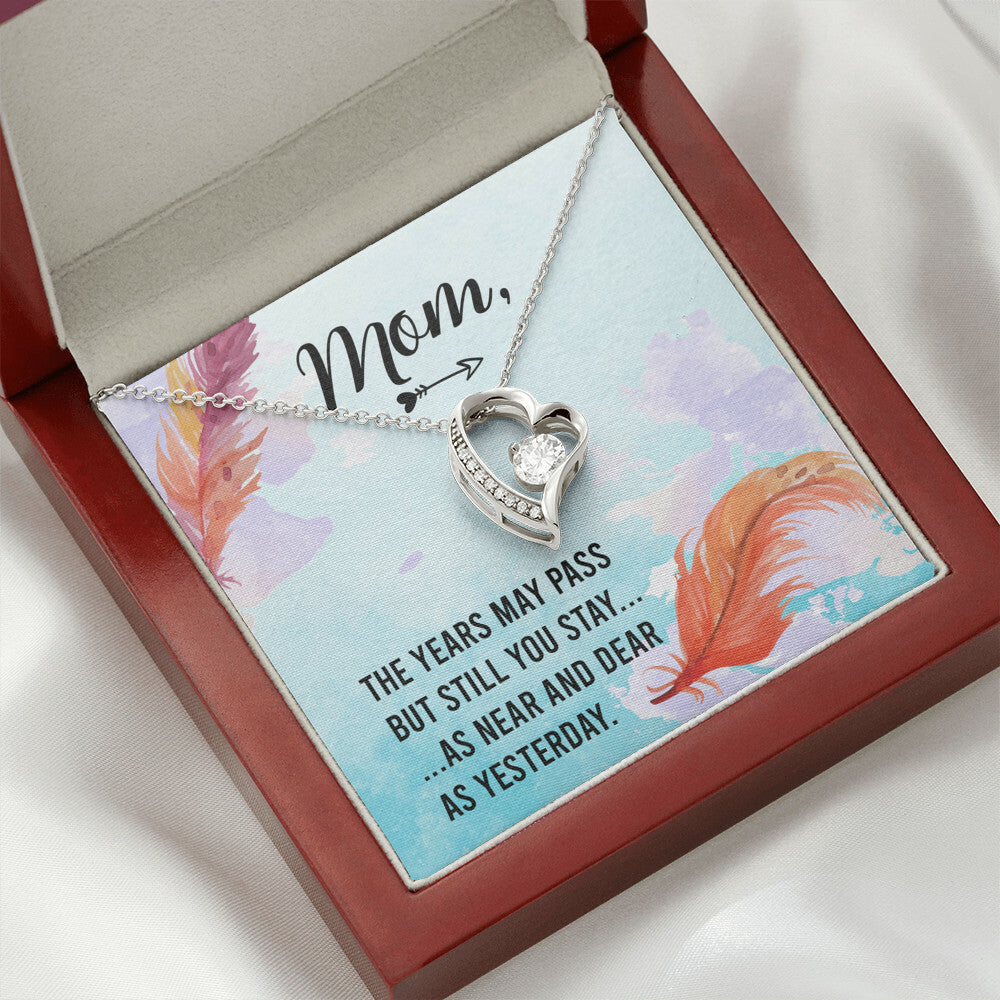 To Mom Remembrance Message The Years May Pass Forever Necklace w Message Card-Express Your Love Gifts