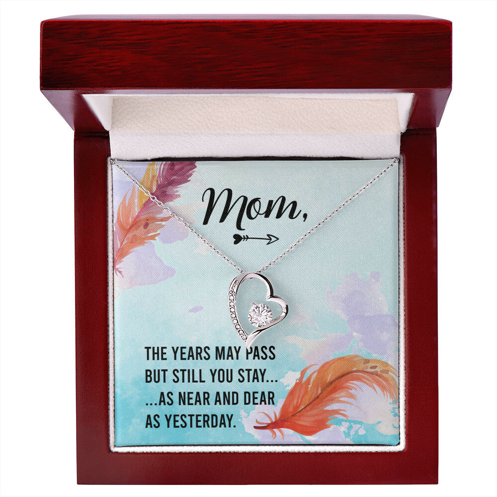 To Mom Remembrance Message The Years May Pass Forever Necklace w Message Card-Express Your Love Gifts