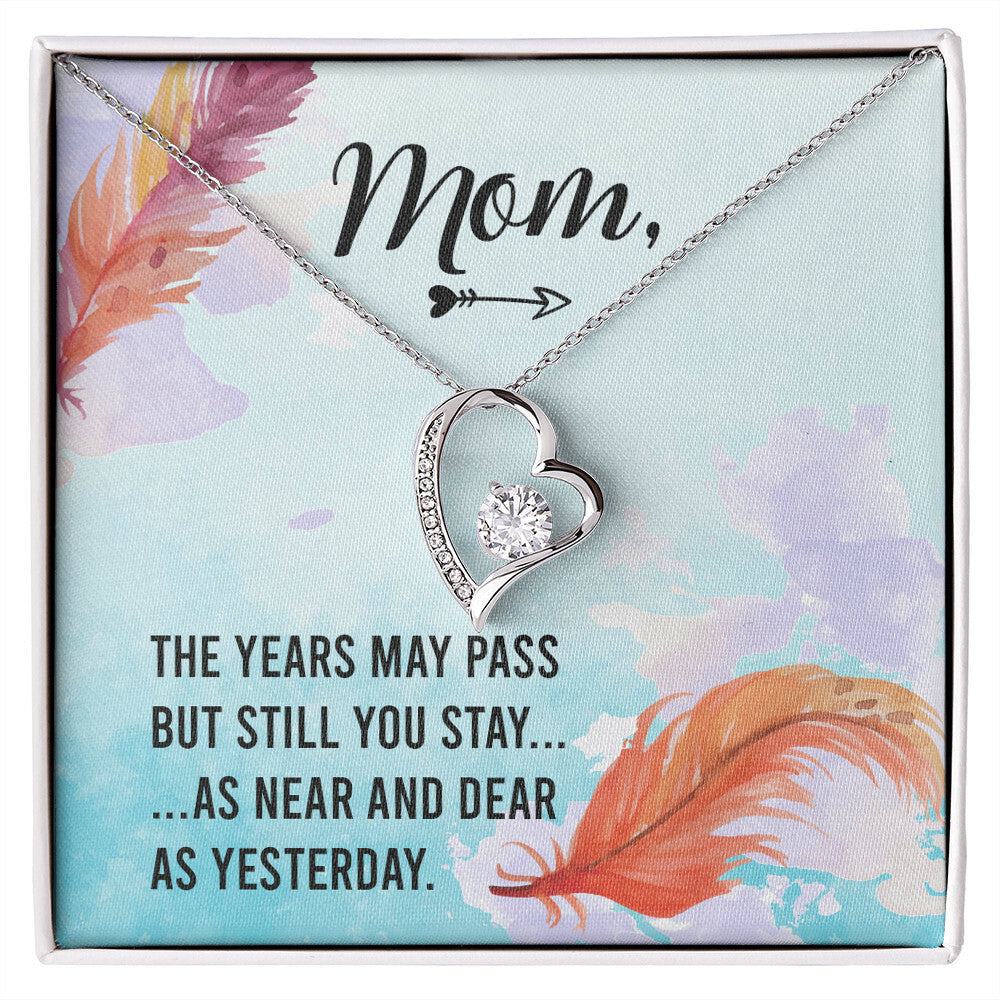 To Mom Remembrance Message The Years May Pass Forever Necklace w Message Card-Express Your Love Gifts