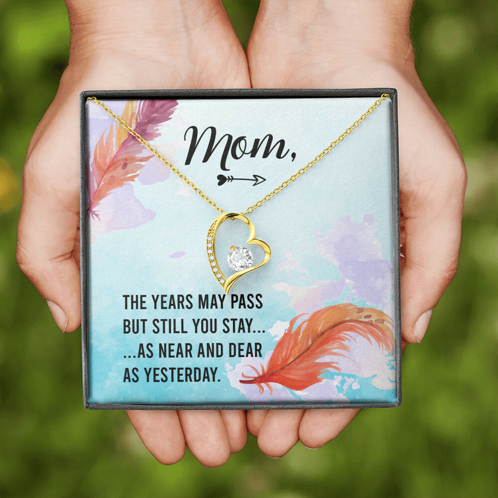 To Mom Remembrance Message The Years May Pass Forever Necklace w Message Card-Express Your Love Gifts