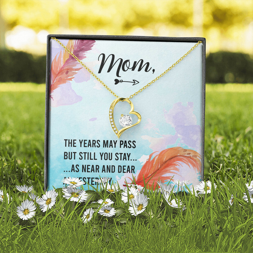 To Mom Remembrance Message The Years May Pass Forever Necklace w Message Card-Express Your Love Gifts