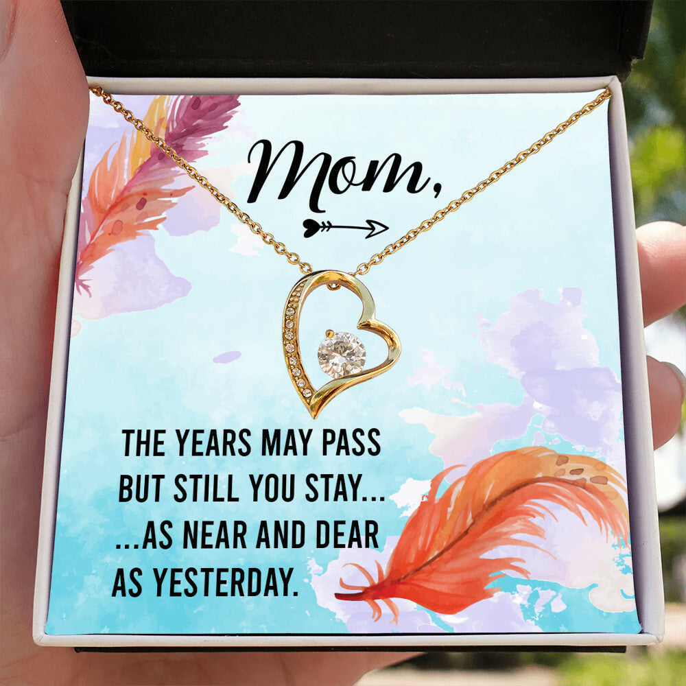 To Mom Remembrance Message The Years May Pass Forever Necklace w Message Card-Express Your Love Gifts