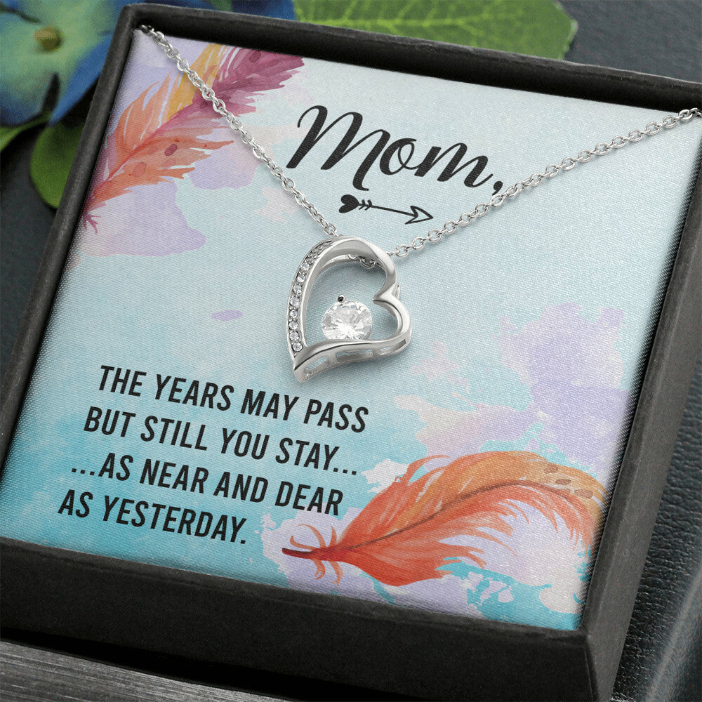 To Mom Remembrance Message The Years May Pass Forever Necklace w Message Card-Express Your Love Gifts