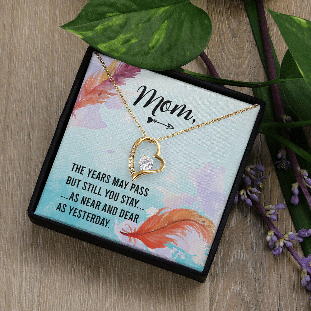 To Mom Remembrance Message The Years May Pass Forever Necklace w Message Card-Express Your Love Gifts