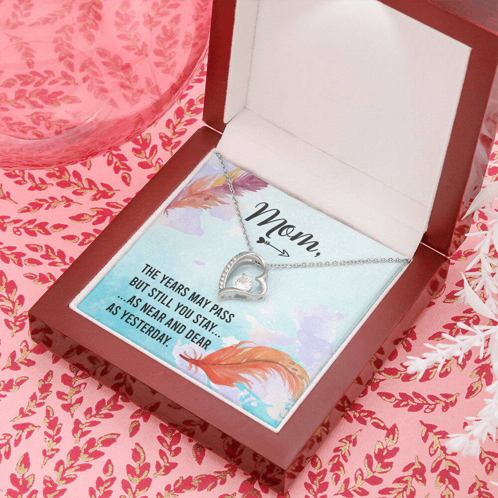 To Mom Remembrance Message The Years May Pass Forever Necklace w Message Card-Express Your Love Gifts