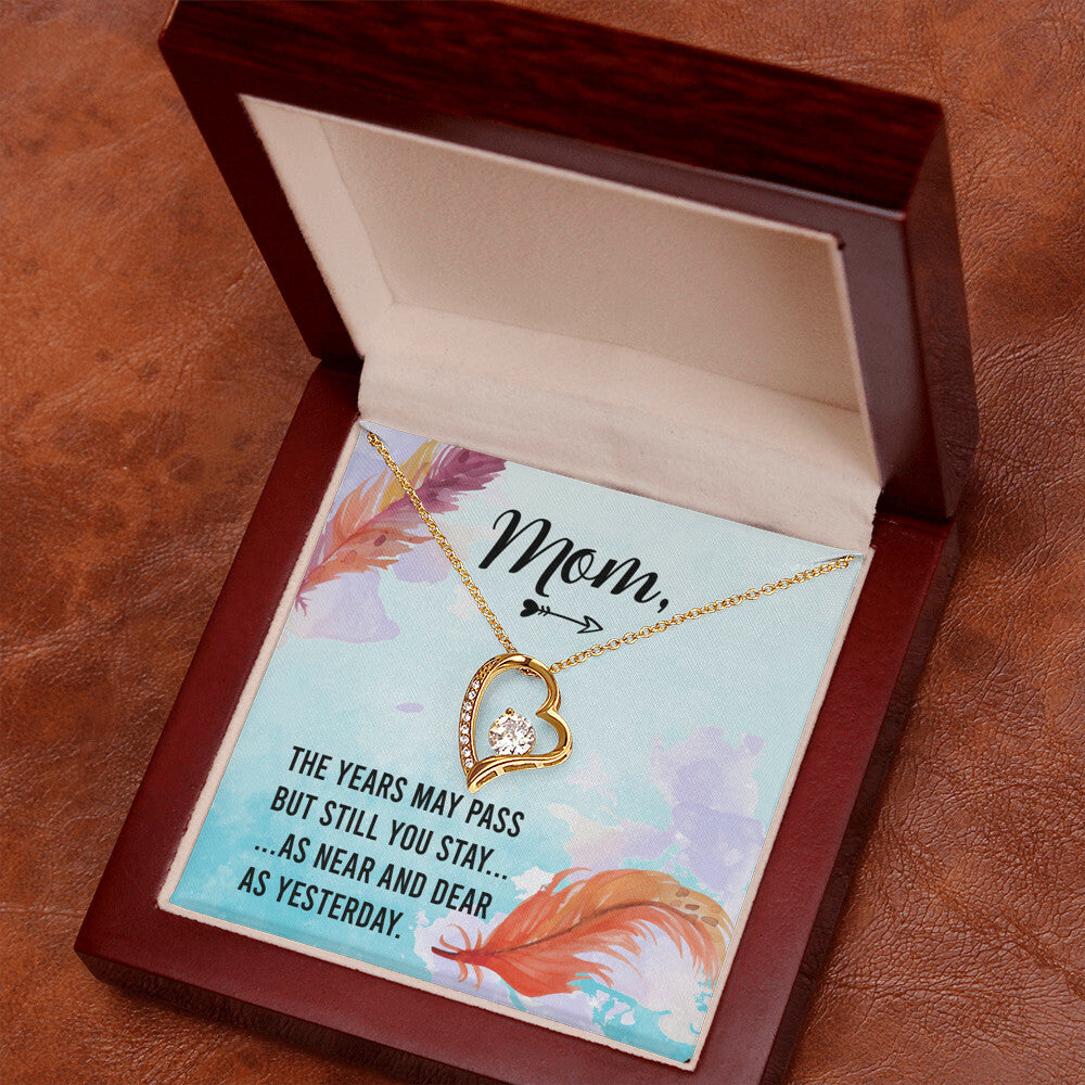 To Mom Remembrance Message The Years May Pass Forever Necklace w Message Card-Express Your Love Gifts