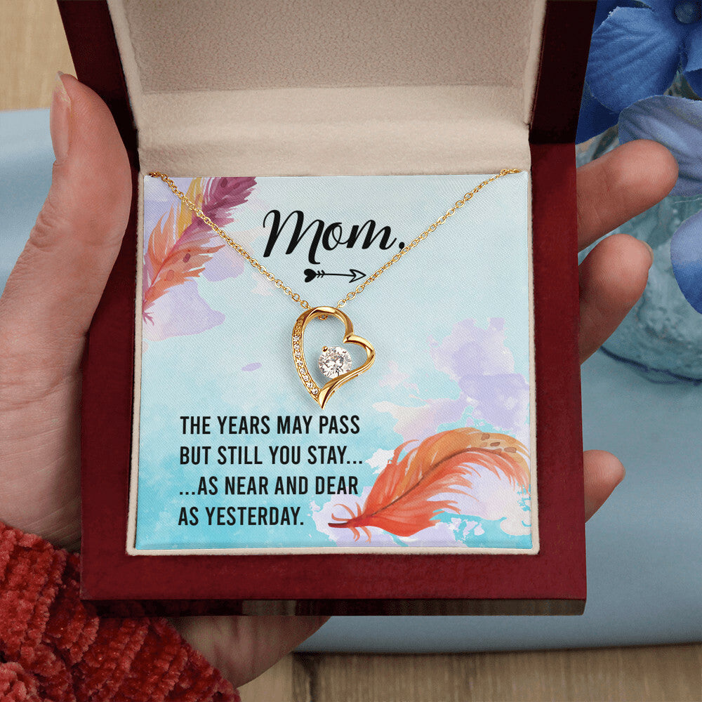 To Mom Remembrance Message The Years May Pass Forever Necklace w Message Card-Express Your Love Gifts