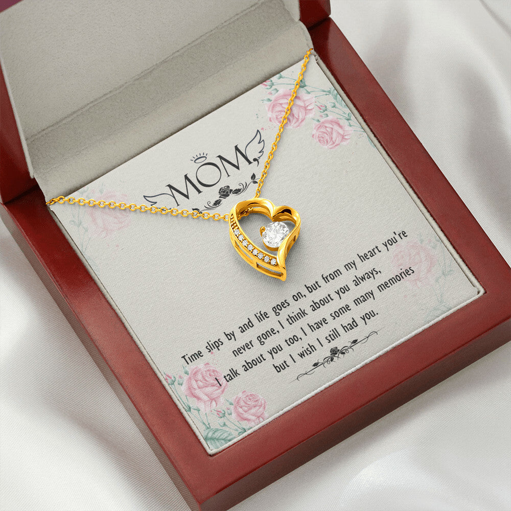 To Mom Remembrance Message Time Slips By Forever Necklace w Message Card-Express Your Love Gifts