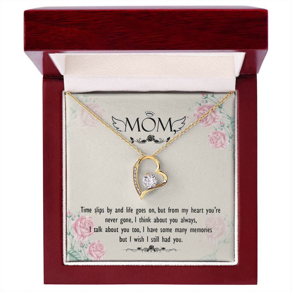 To Mom Remembrance Message Time Slips By Forever Necklace w Message Card-Express Your Love Gifts