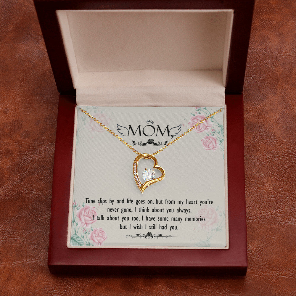 To Mom Remembrance Message Time Slips By Forever Necklace w Message Card-Express Your Love Gifts