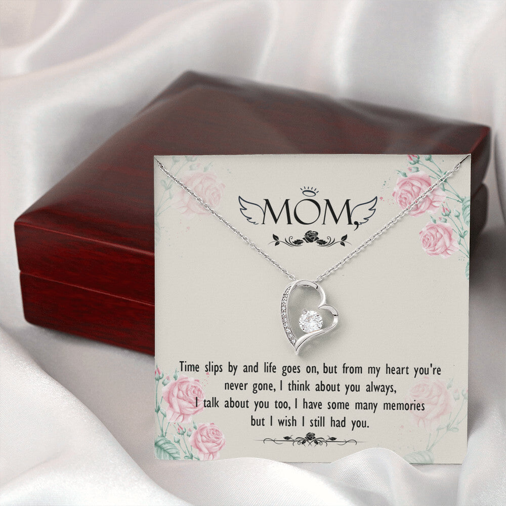 To Mom Remembrance Message Time Slips By Forever Necklace w Message Card-Express Your Love Gifts