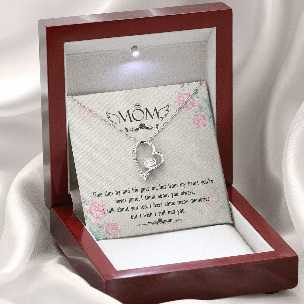 To Mom Remembrance Message Time Slips By Forever Necklace w Message Card-Express Your Love Gifts