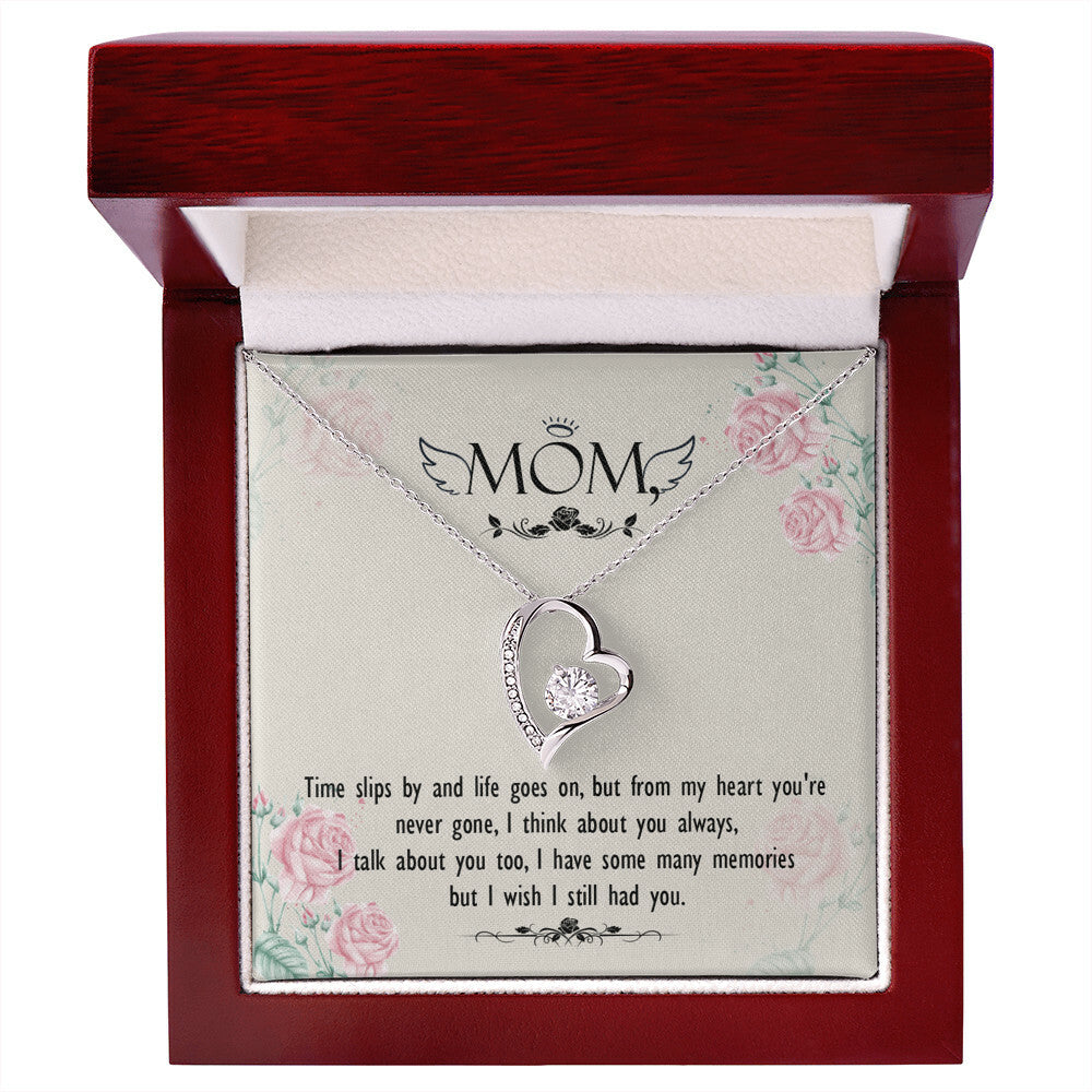 To Mom Remembrance Message Time Slips By Forever Necklace w Message Card-Express Your Love Gifts