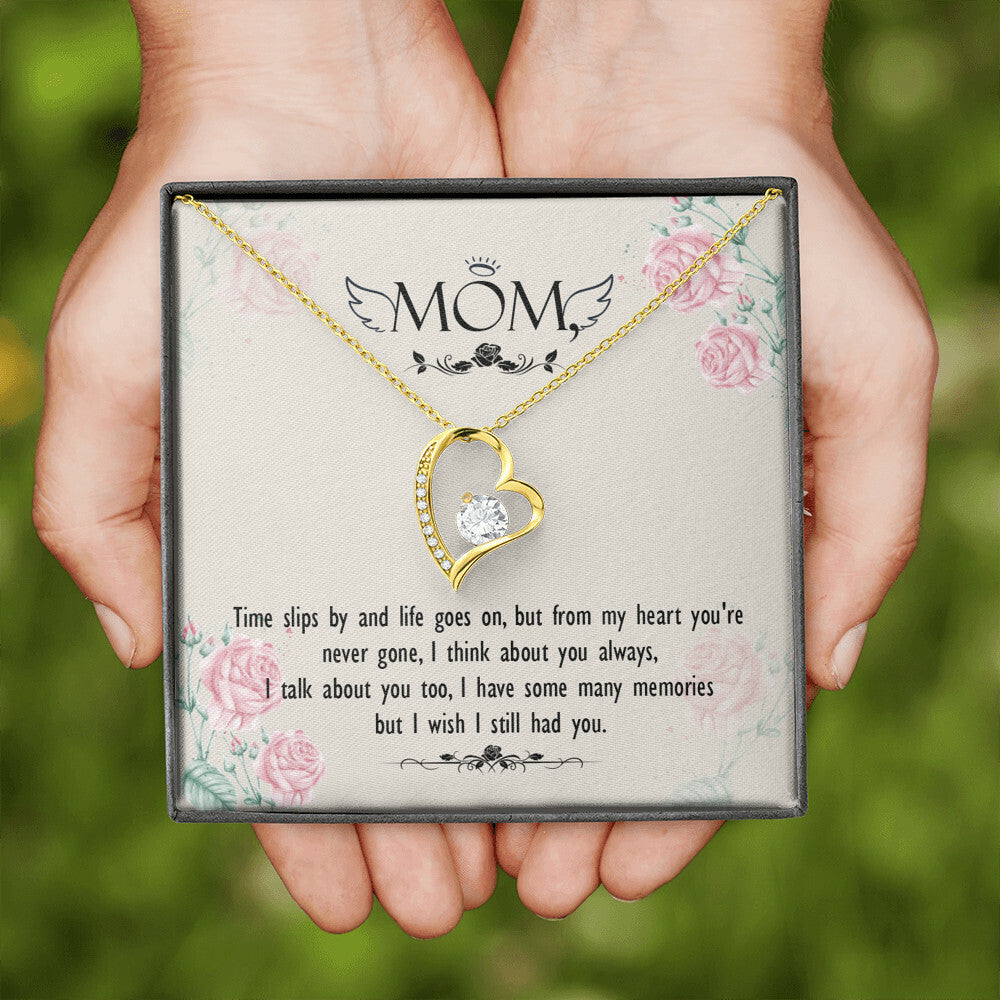 To Mom Remembrance Message Time Slips By Forever Necklace w Message Card-Express Your Love Gifts