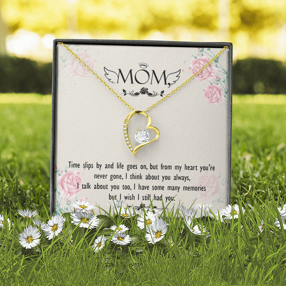 To Mom Remembrance Message Time Slips By Forever Necklace w Message Card-Express Your Love Gifts