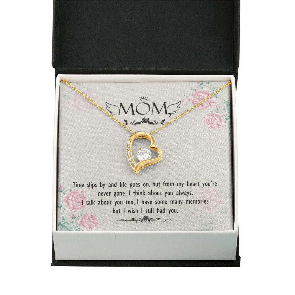 To Mom Remembrance Message Time Slips By Forever Necklace w Message Card-Express Your Love Gifts