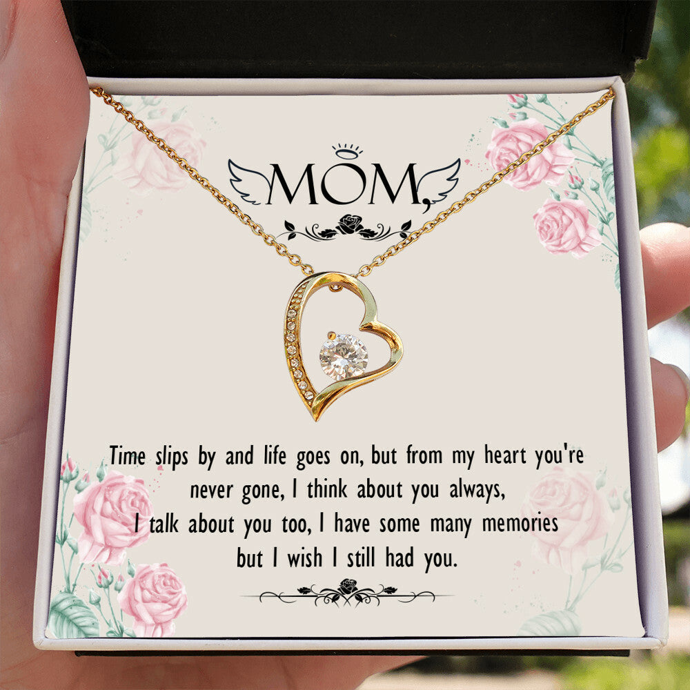 To Mom Remembrance Message Time Slips By Forever Necklace w Message Card-Express Your Love Gifts