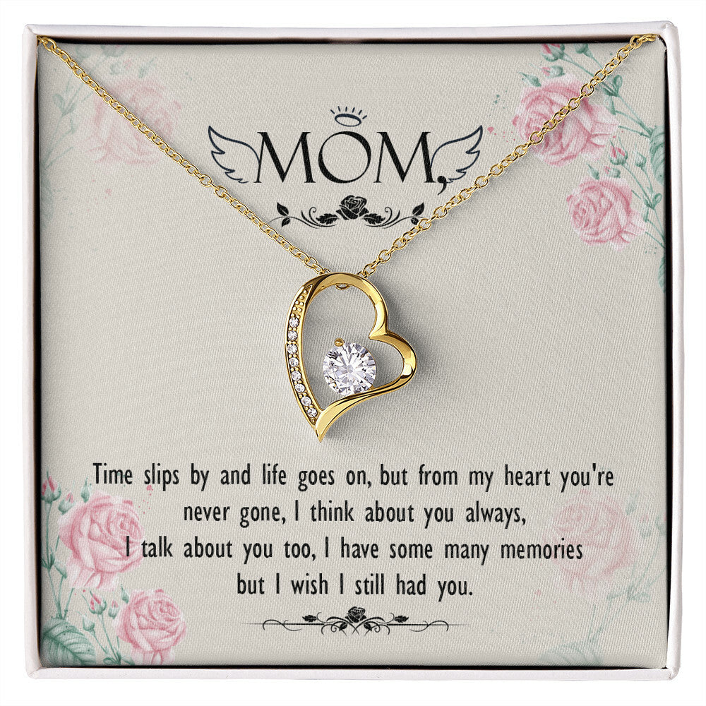 To Mom Remembrance Message Time Slips By Forever Necklace w Message Card-Express Your Love Gifts