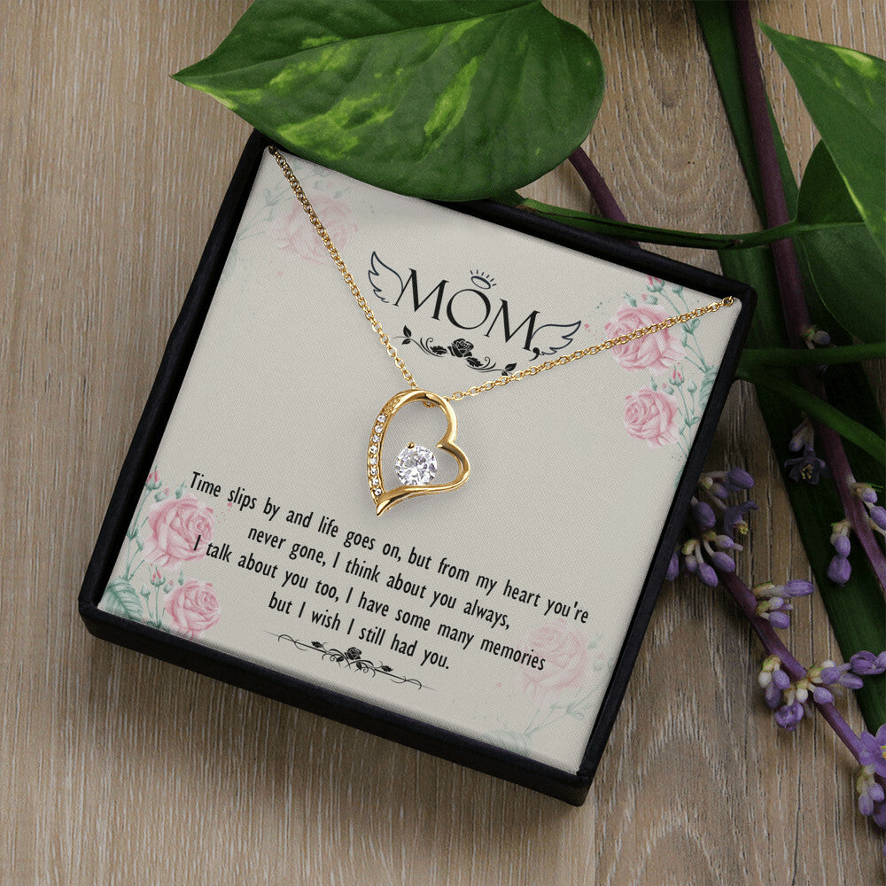 To Mom Remembrance Message Time Slips By Forever Necklace w Message Card-Express Your Love Gifts