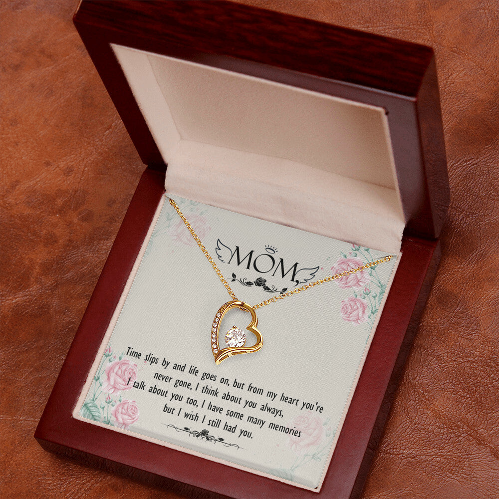 To Mom Remembrance Message Time Slips By Forever Necklace w Message Card-Express Your Love Gifts