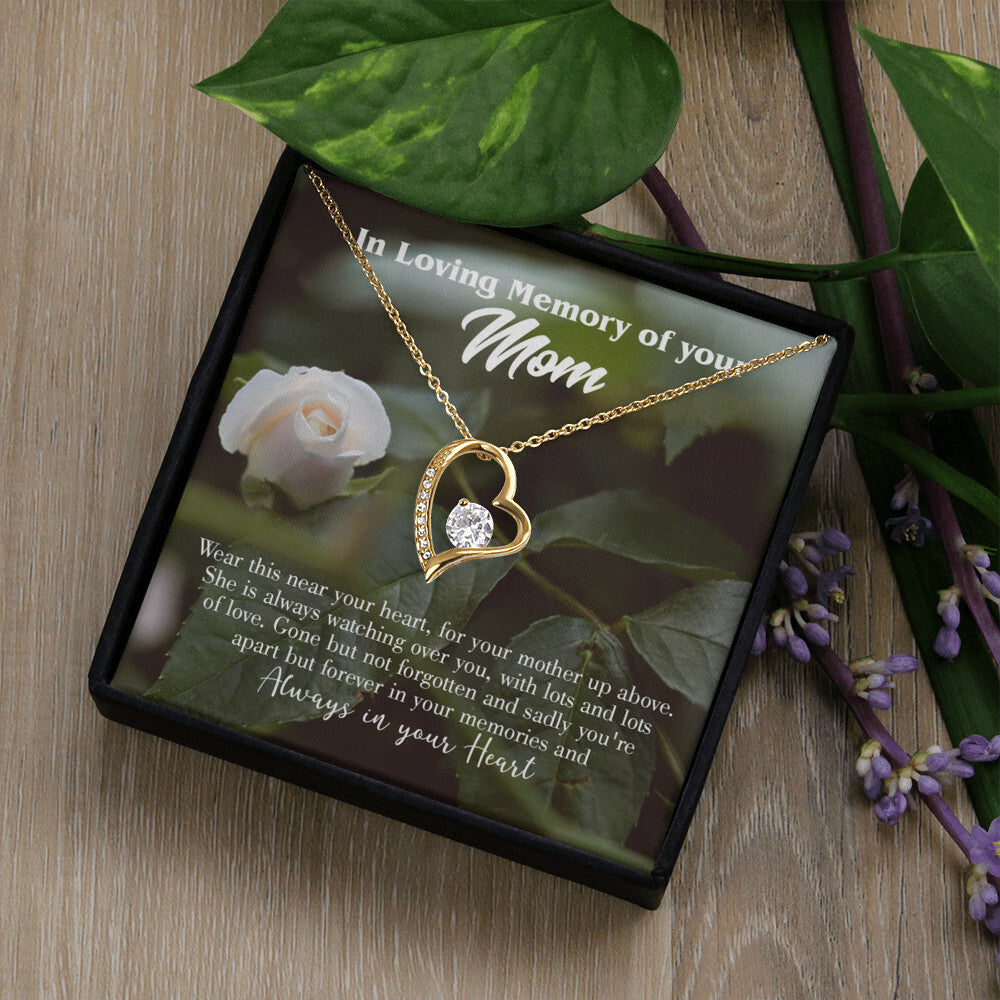 To Mom Remembrance Message Wear Near Heart Forever Necklace w Message Card-Express Your Love Gifts