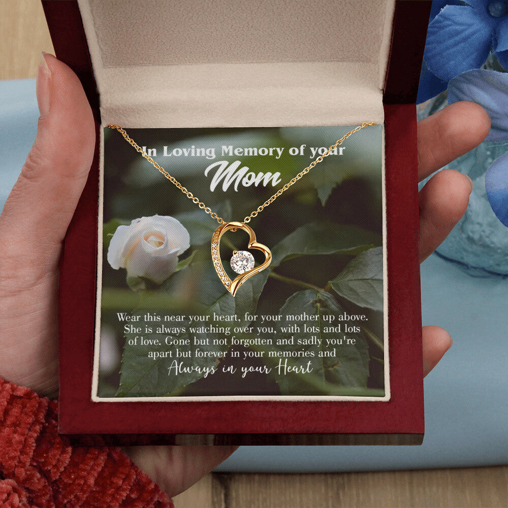 To Mom Remembrance Message Wear Near Heart Forever Necklace w Message Card-Express Your Love Gifts