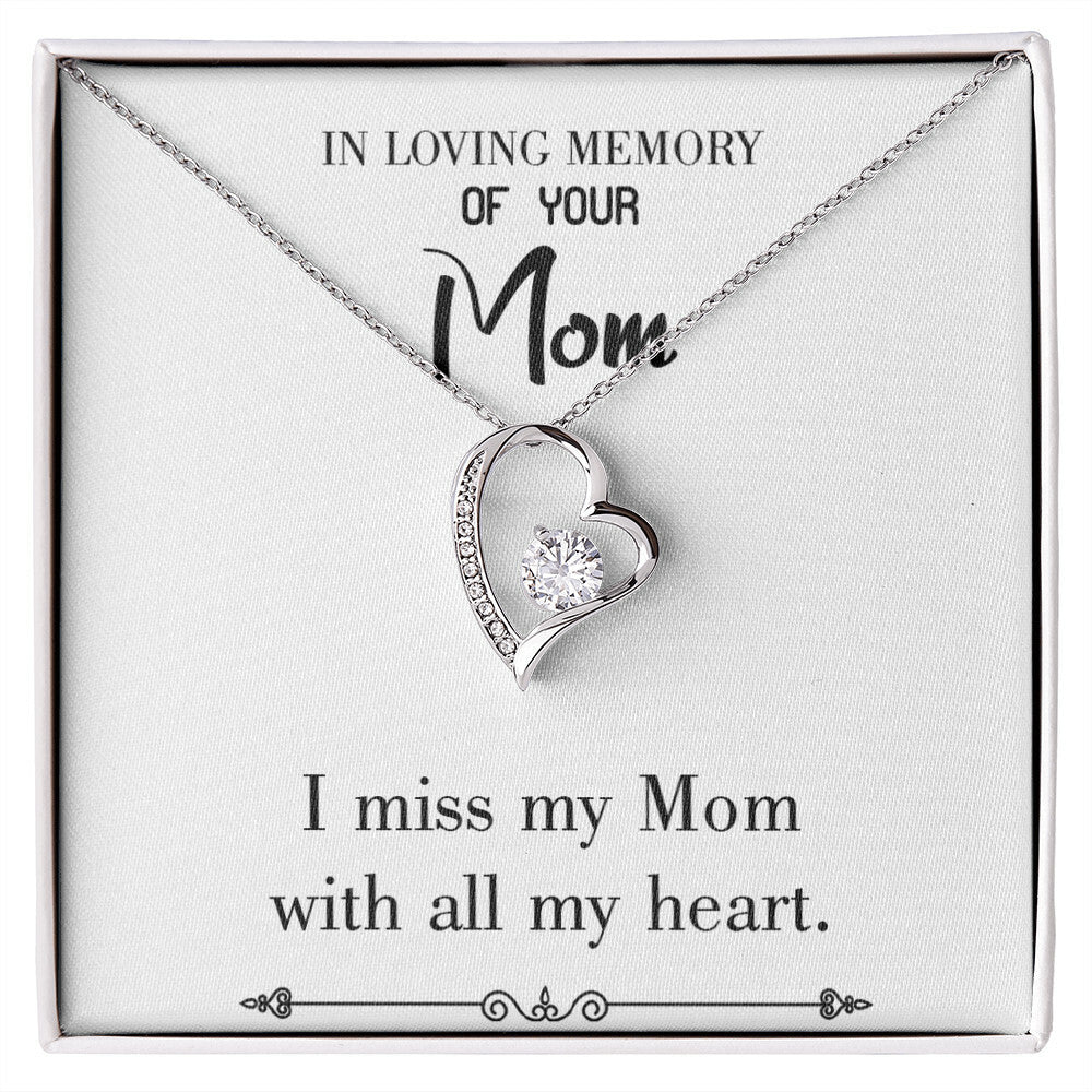 To Mom Remembrance Message With All my Heart White Forever Necklace w Message Card-Express Your Love Gifts