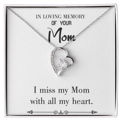 To Mom Remembrance Message With All my Heart White Forever Necklace w Message Card-Express Your Love Gifts