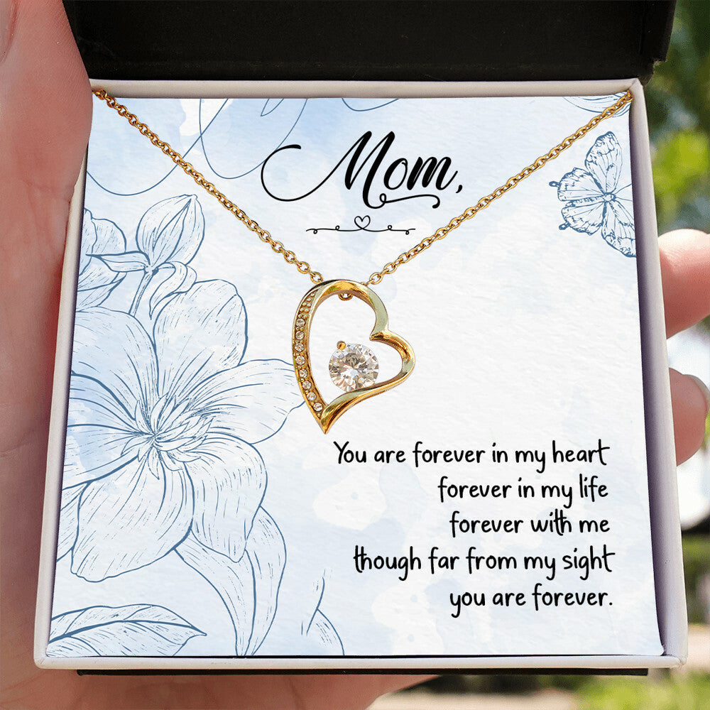 To Mom Remembrance Message You Are Forever in My Heart Forever Necklace w Message Card-Express Your Love Gifts