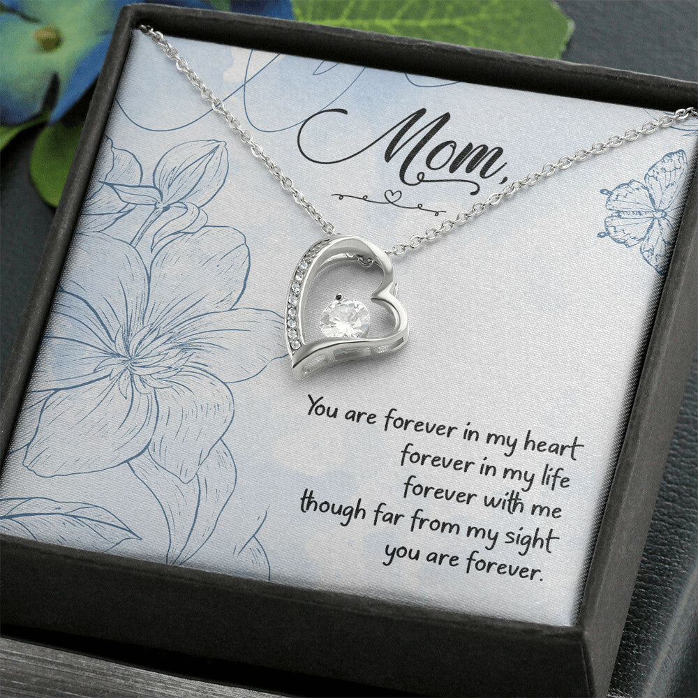 To Mom Remembrance Message You Are Forever in My Heart Forever Necklace w Message Card-Express Your Love Gifts