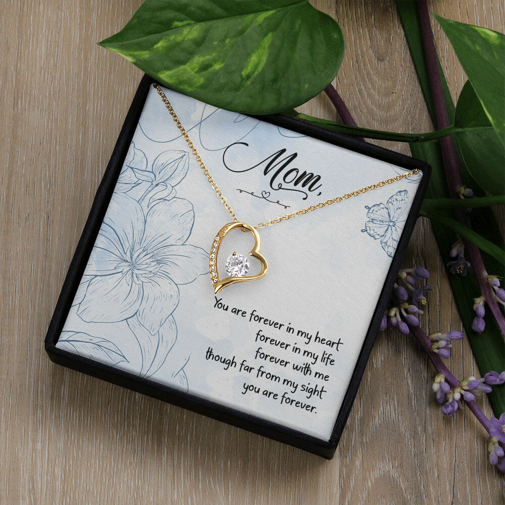 To Mom Remembrance Message You Are Forever in My Heart Forever Necklace w Message Card-Express Your Love Gifts