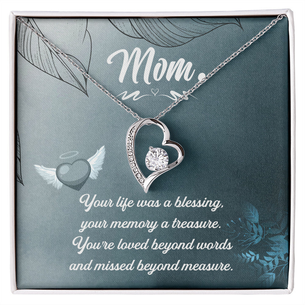 To Mom Remembrance Message Your Life Was a Forever Necklace w Message Card-Express Your Love Gifts