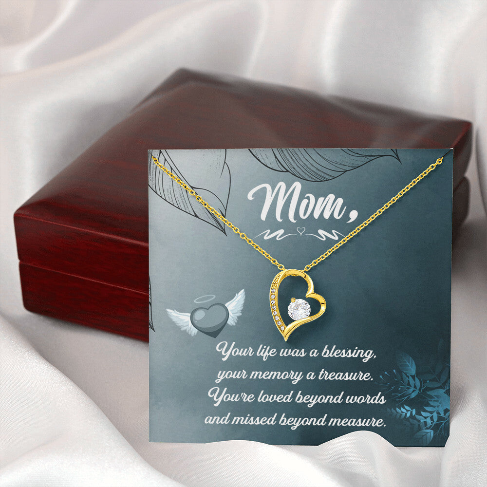 To Mom Remembrance Message Your Life Was a Forever Necklace w Message Card-Express Your Love Gifts