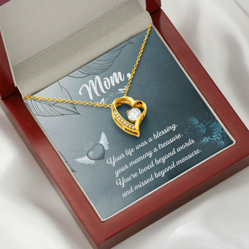 To Mom Remembrance Message Your Life Was a Forever Necklace w Message Card-Express Your Love Gifts