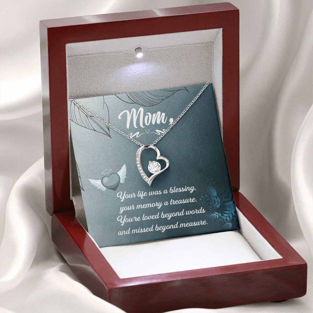 To Mom Remembrance Message Your Life Was a Forever Necklace w Message Card-Express Your Love Gifts