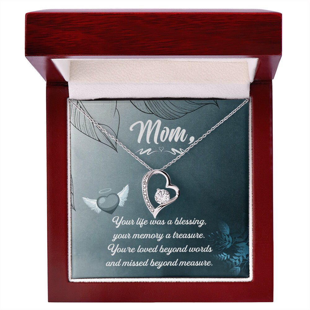 To Mom Remembrance Message Your Life Was a Forever Necklace w Message Card-Express Your Love Gifts