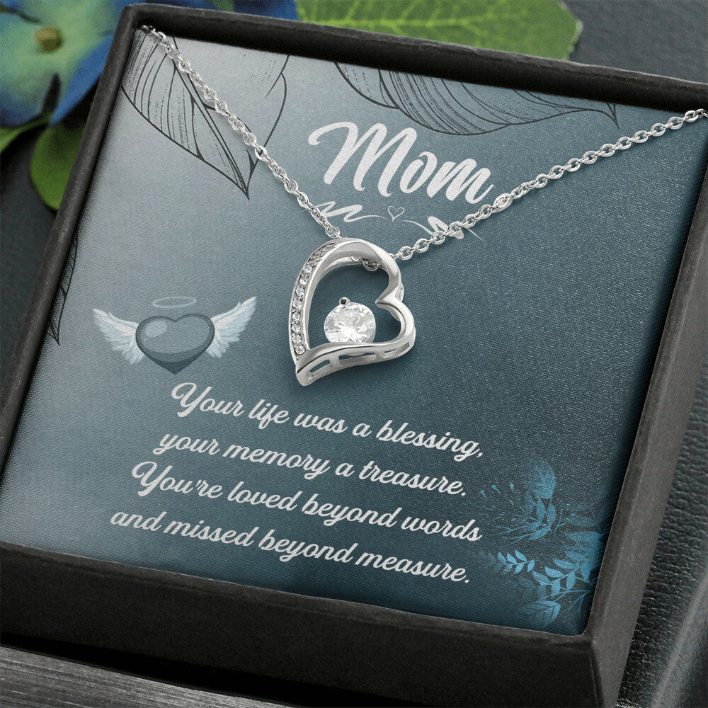 To Mom Remembrance Message Your Life Was a Forever Necklace w Message Card-Express Your Love Gifts