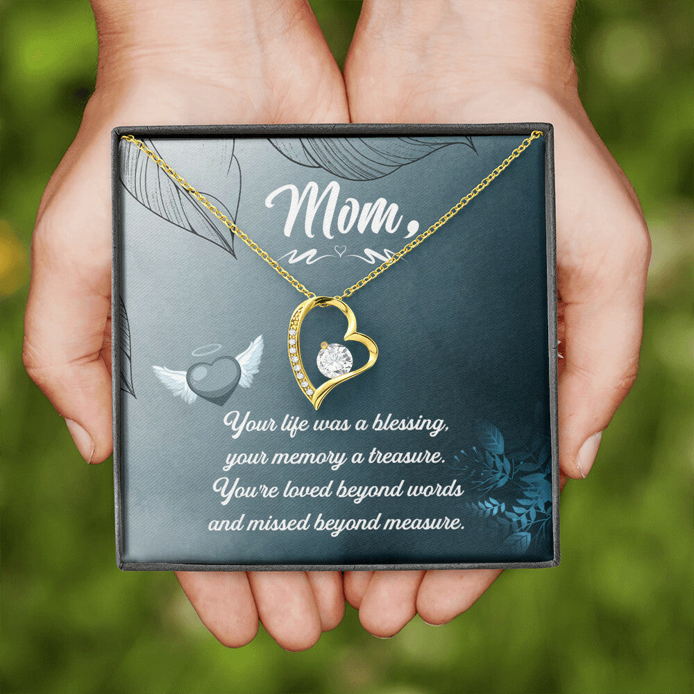 To Mom Remembrance Message Your Life Was a Forever Necklace w Message Card-Express Your Love Gifts