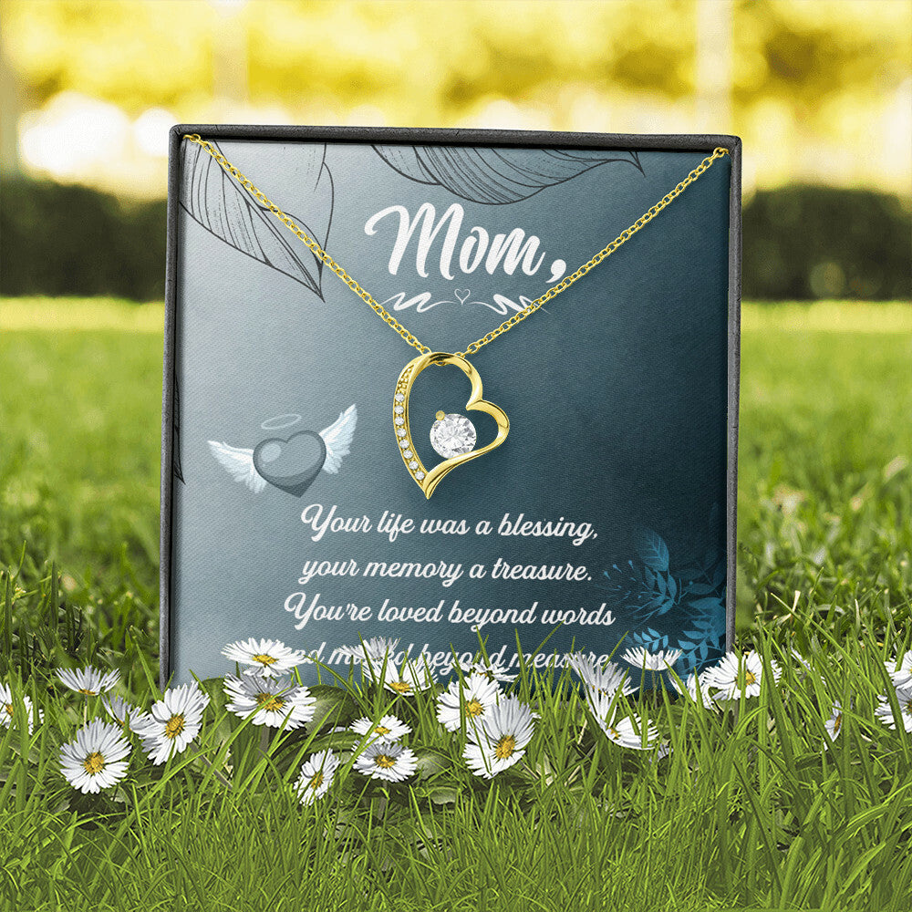 To Mom Remembrance Message Your Life Was a Forever Necklace w Message Card-Express Your Love Gifts