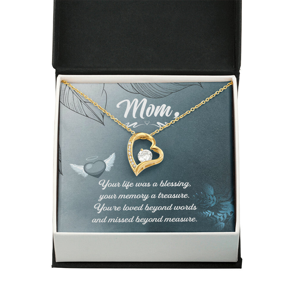 To Mom Remembrance Message Your Life Was a Forever Necklace w Message Card-Express Your Love Gifts