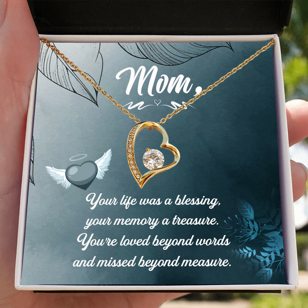 To Mom Remembrance Message Your Life Was a Forever Necklace w Message Card-Express Your Love Gifts