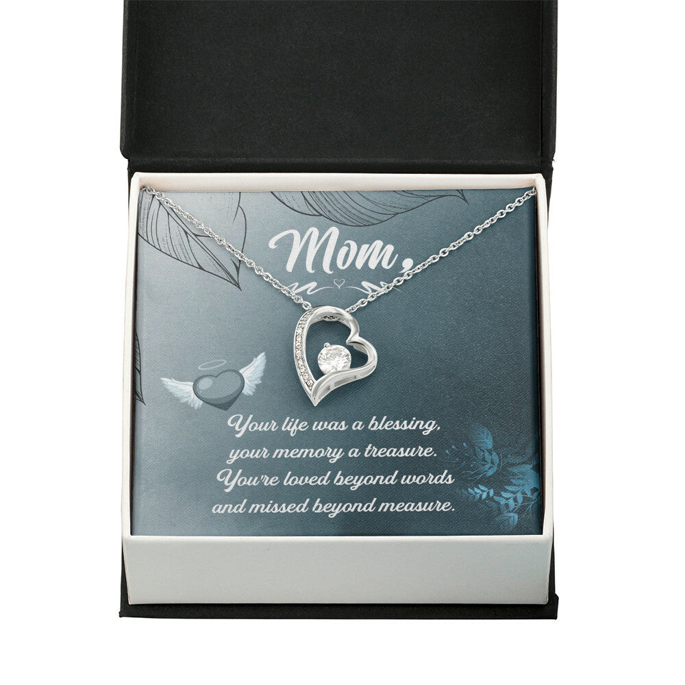 To Mom Remembrance Message Your Life Was a Forever Necklace w Message Card-Express Your Love Gifts