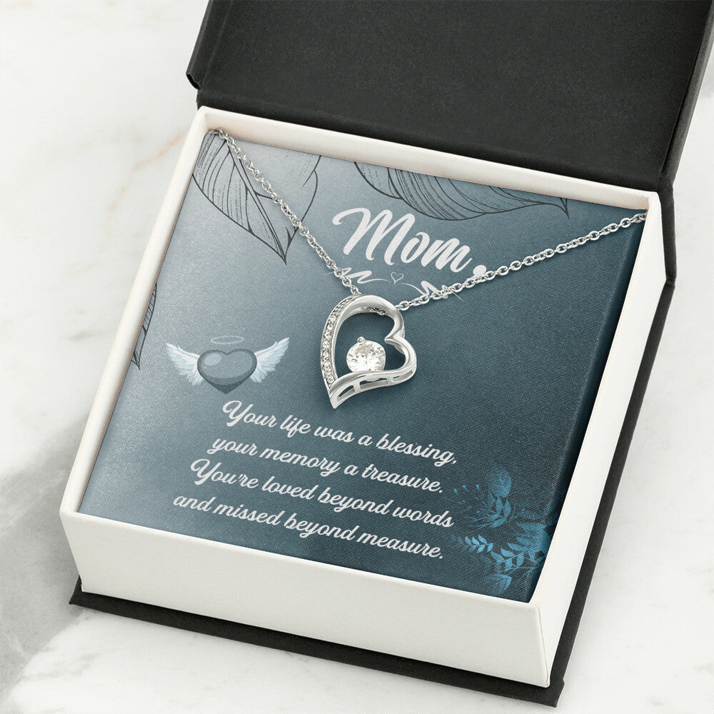 To Mom Remembrance Message Your Life Was a Forever Necklace w Message Card-Express Your Love Gifts