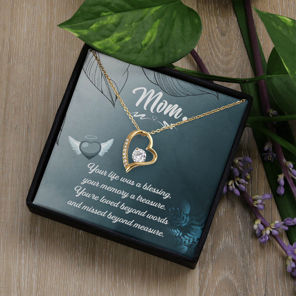 To Mom Remembrance Message Your Life Was a Forever Necklace w Message Card-Express Your Love Gifts