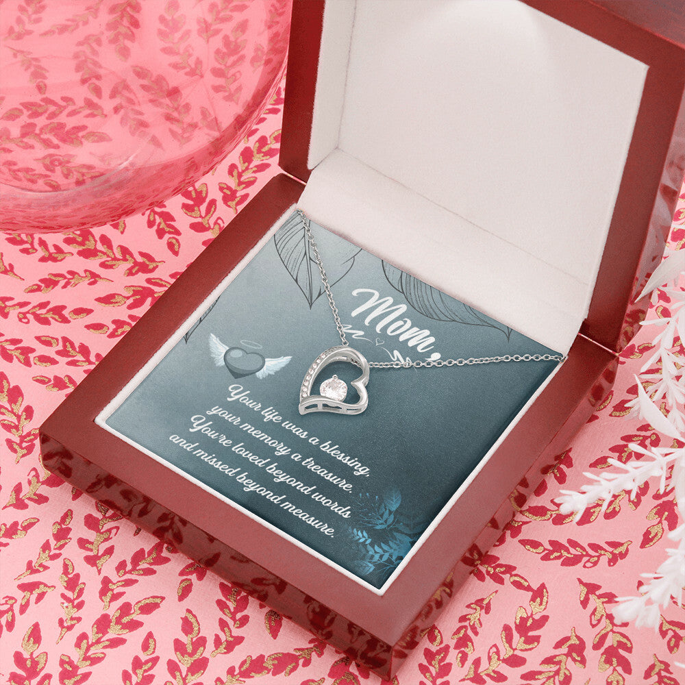 To Mom Remembrance Message Your Life Was a Forever Necklace w Message Card-Express Your Love Gifts