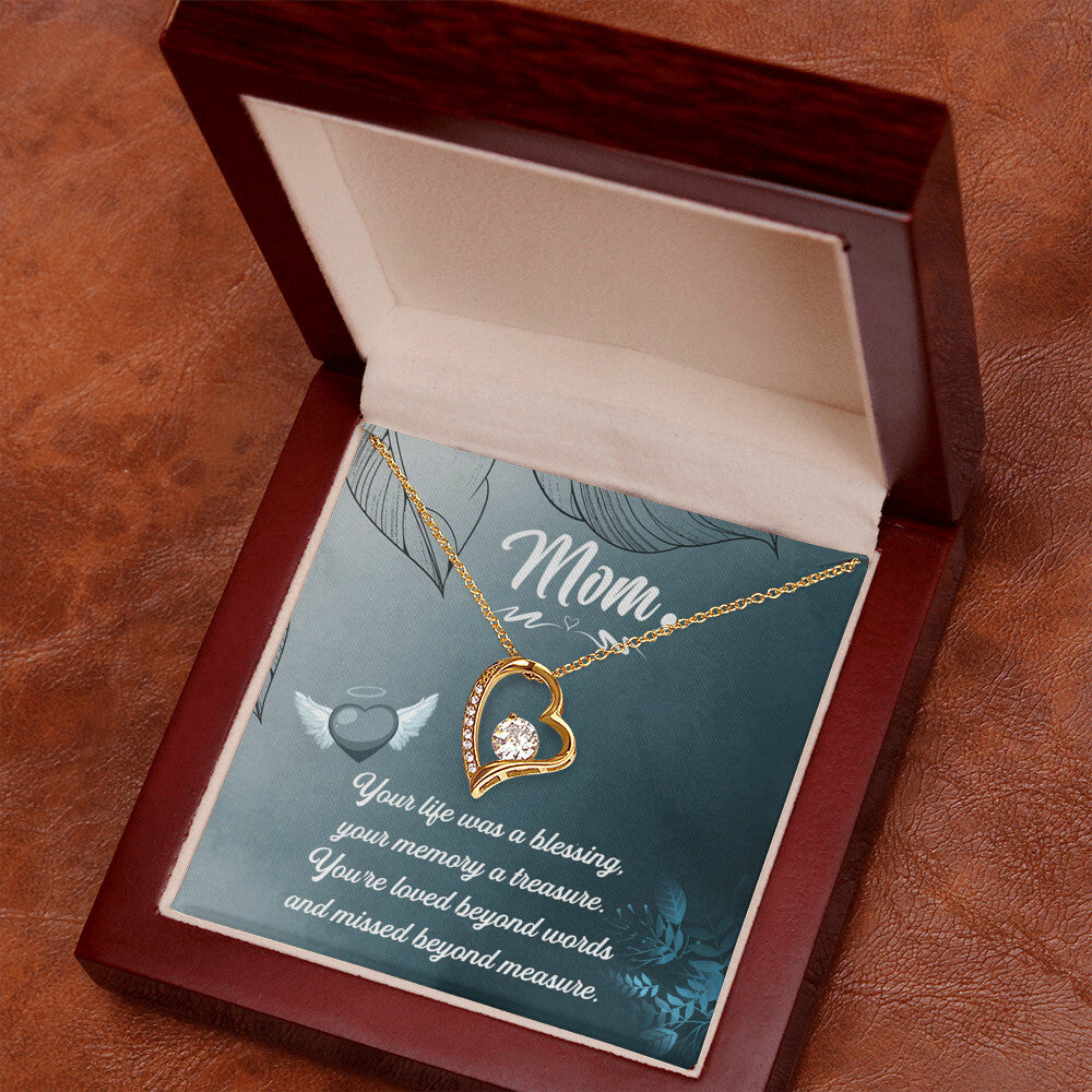 To Mom Remembrance Message Your Life Was a Forever Necklace w Message Card-Express Your Love Gifts